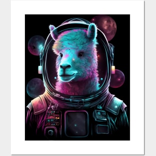 Llama Astronaut Alpaca in Outer Space Cosmic Galaxy Posters and Art